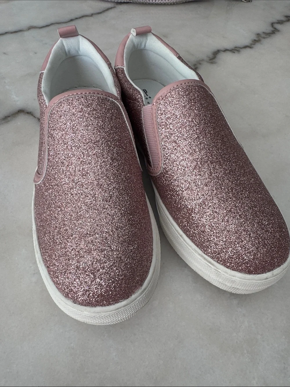 GAP Girls' Pink Glitter Slip-On Sneakers